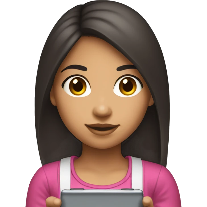 dark haired lightskin girl playing nintendo ds emoji