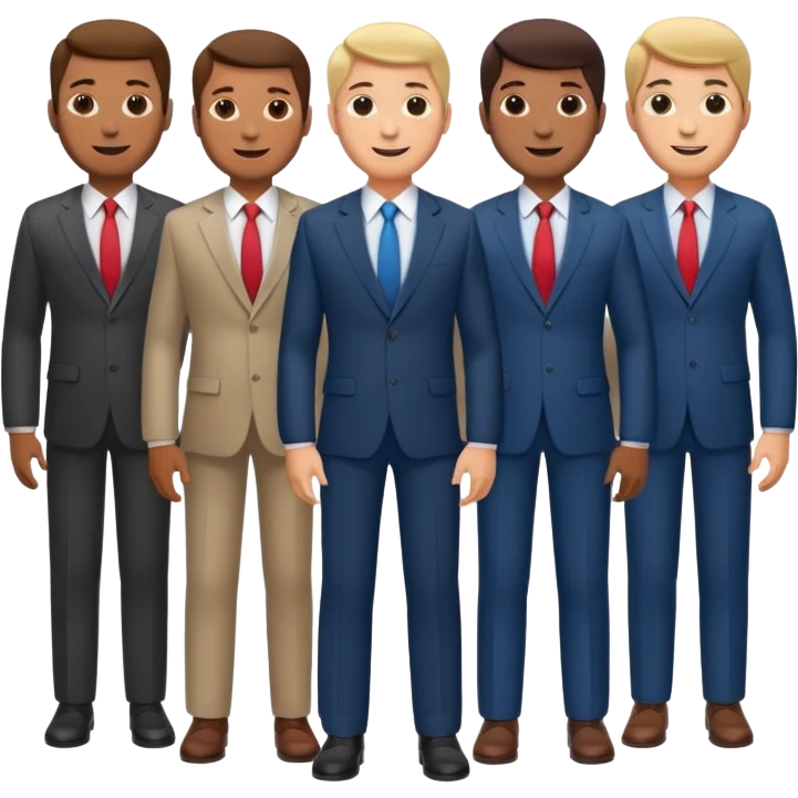 full body group of five men emoji