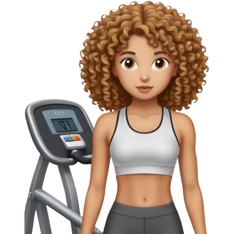 girl with curly hair in the gym emoji