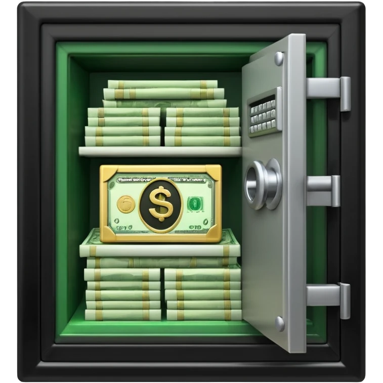 caja fuerte abierta con dinero emoji
