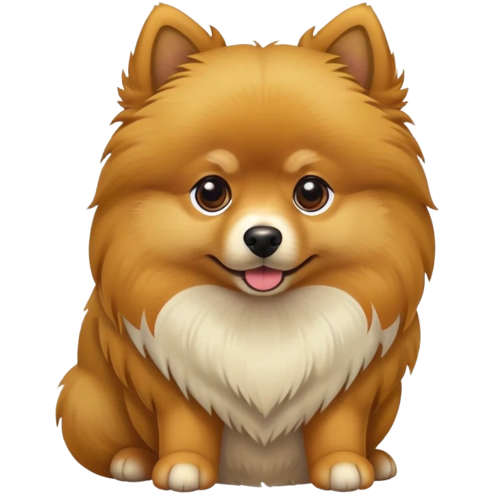 Una perro, tipo pomerania, de color marron-amarillo  emoji