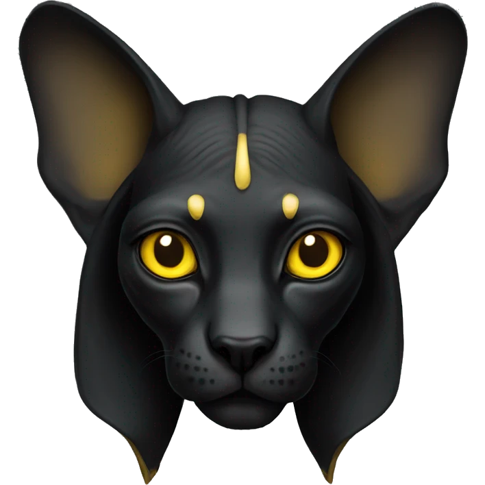 black sphinx with yellow eyes emoji