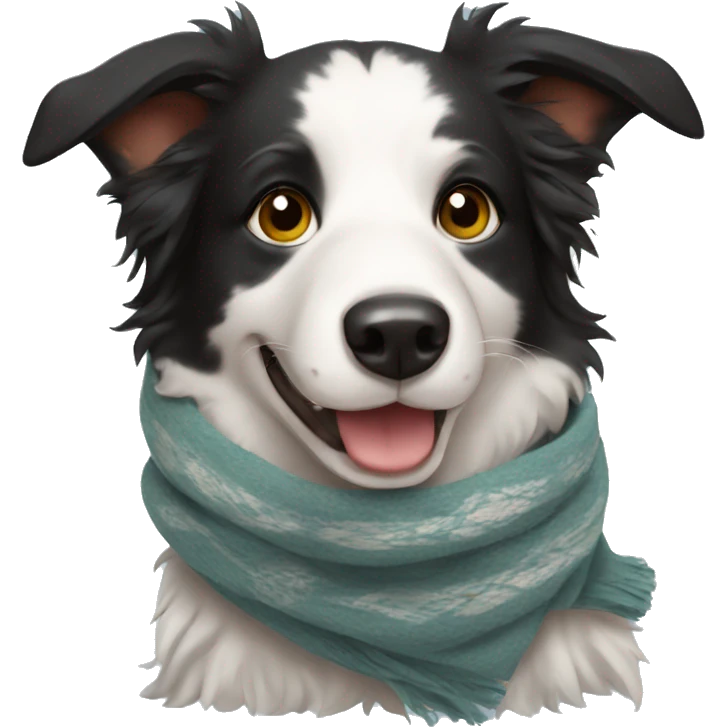 Border collie wearing a scarf emoji