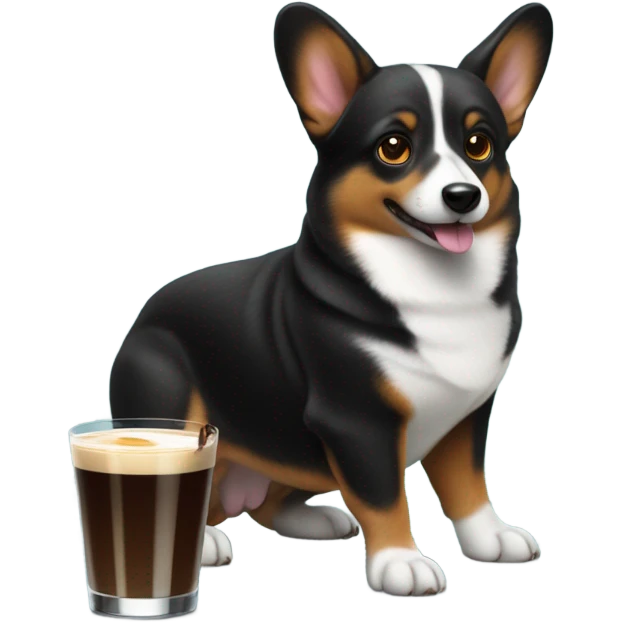 Black corgi drinking a espresso martini  emoji
