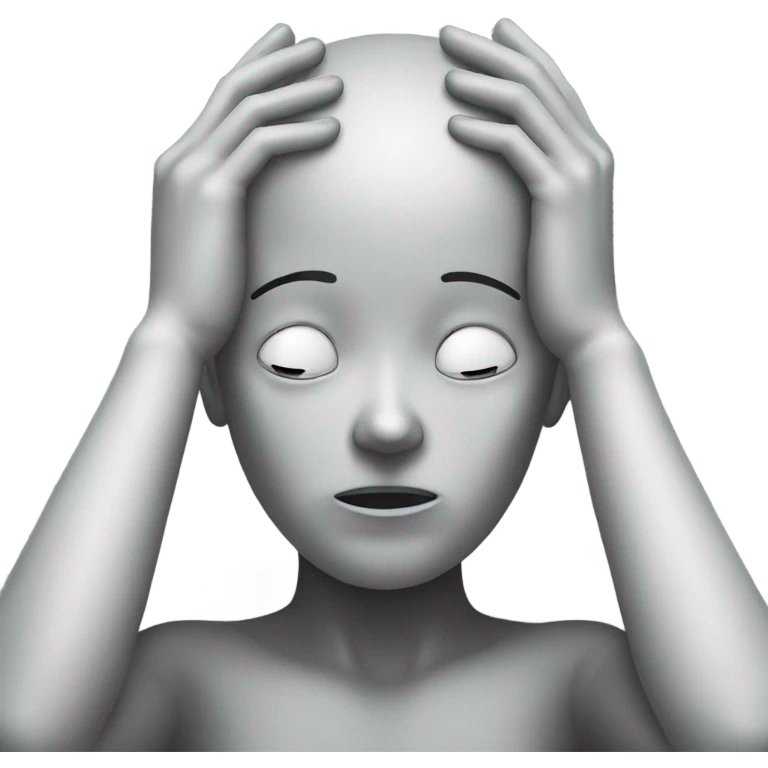 a headache hands on the  top of the head a pain expresion emoji