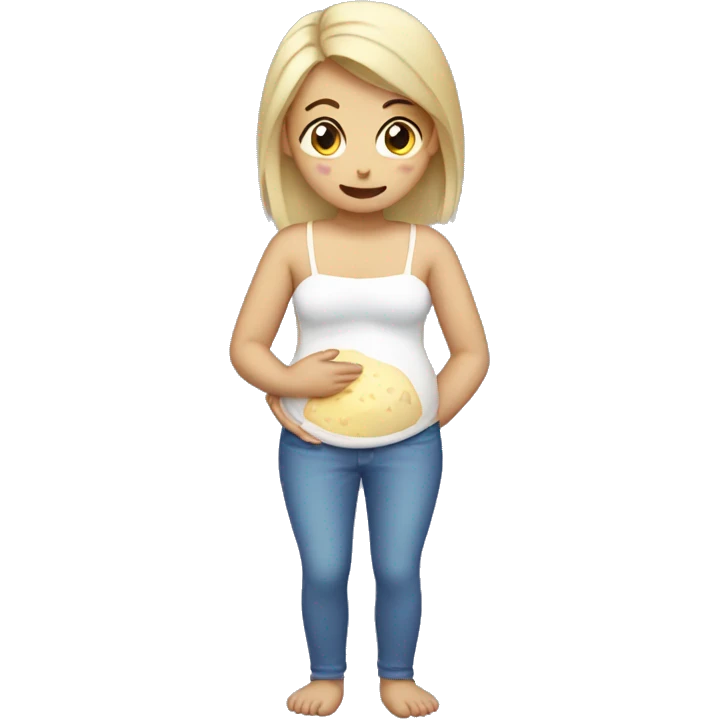 Girl with tummy ache from eating dairy emoji