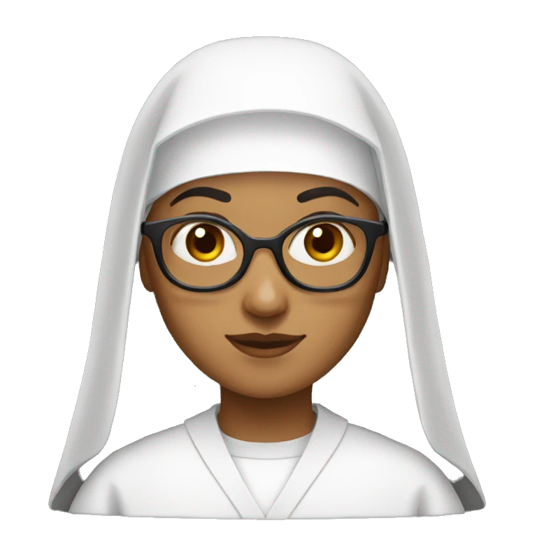 The nun with glasses medium skin tone emoji