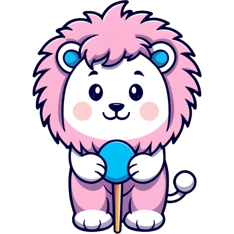 Lion with cotton candy mane and star patterns emoji
