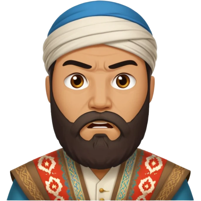 uzbek bearded man with national outfit angry emoji