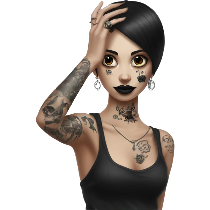 Feminine arm, black fingernails and gothic tattoos  emoji