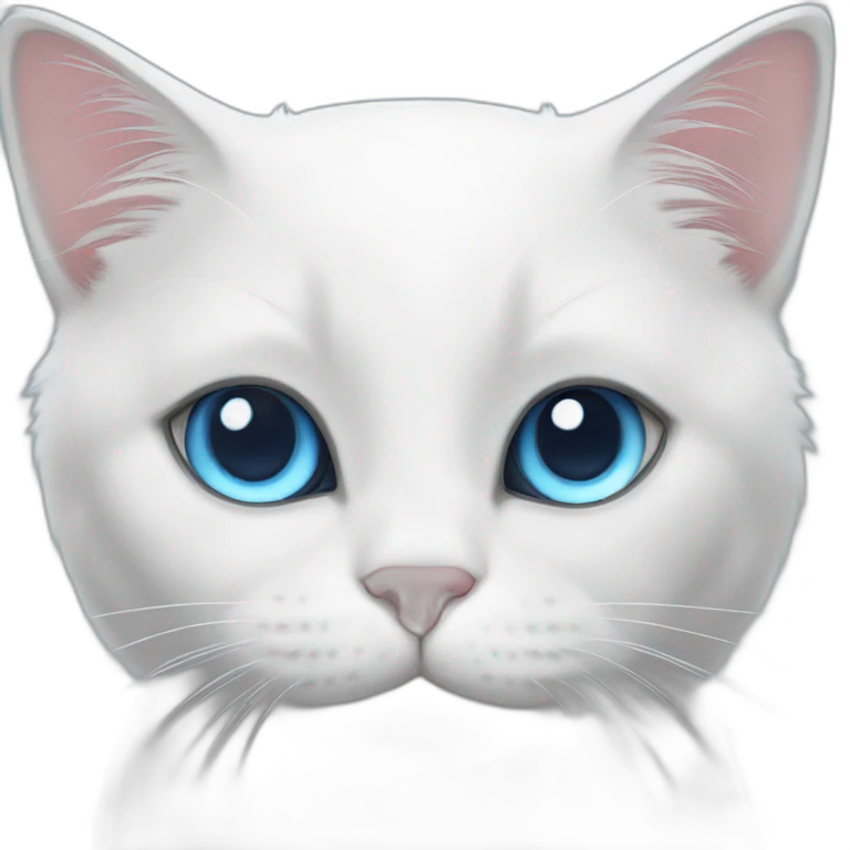 White cat, petite, a little gray, azure eyes emoji