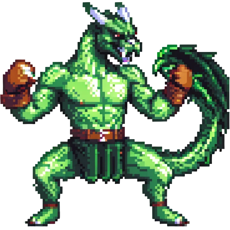 a boxer fighting with a green dragon emoji