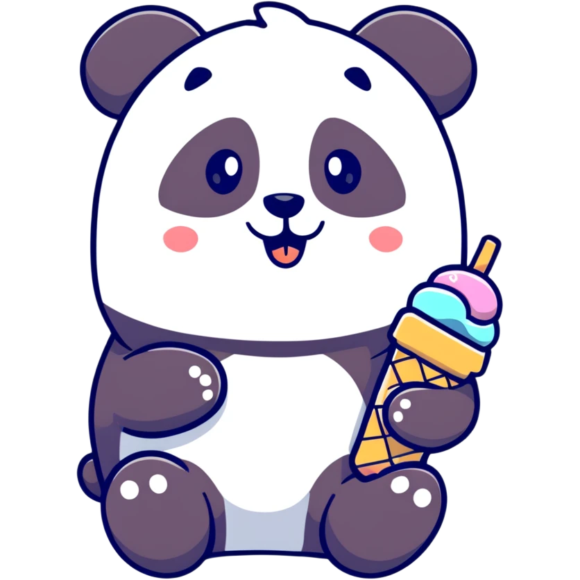 Panda eating ice cream emoji