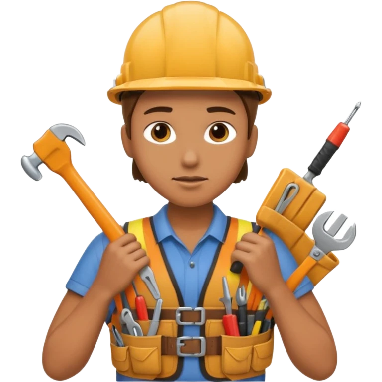 Repairs and Maintenance, tools belt, working, full body emoji