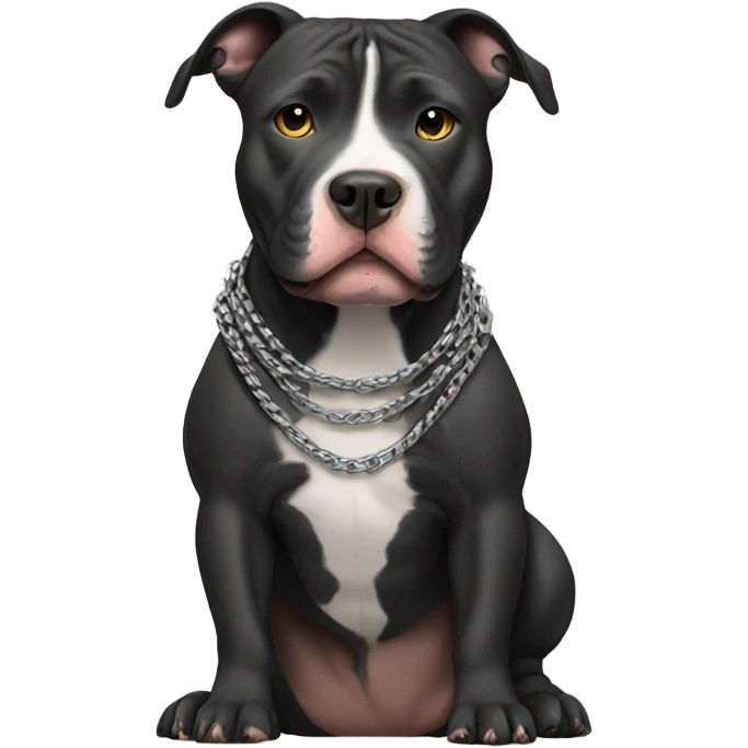Pitbull wearing a chain emoji