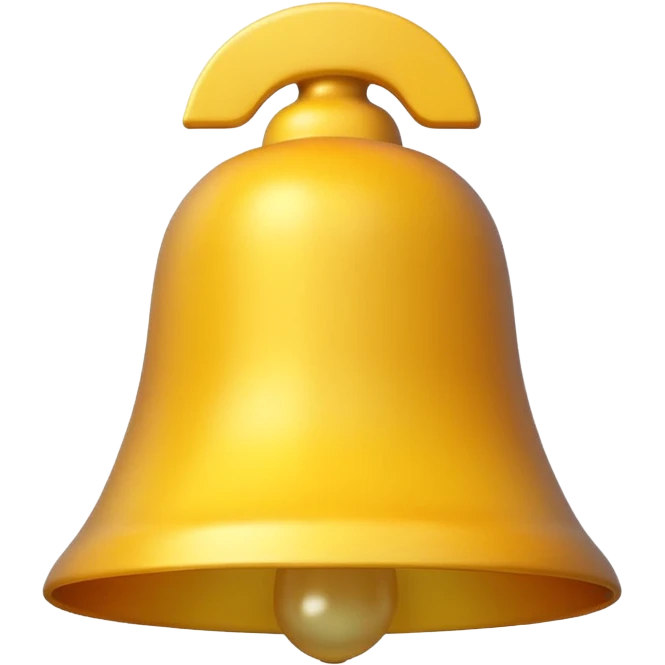 Generate a high-quality image of a generic yellow bell, classic shape, realistic color and shading, smooth gradient colors, no facial features, no brand markings, simple white background, high-resolution.

 emoji