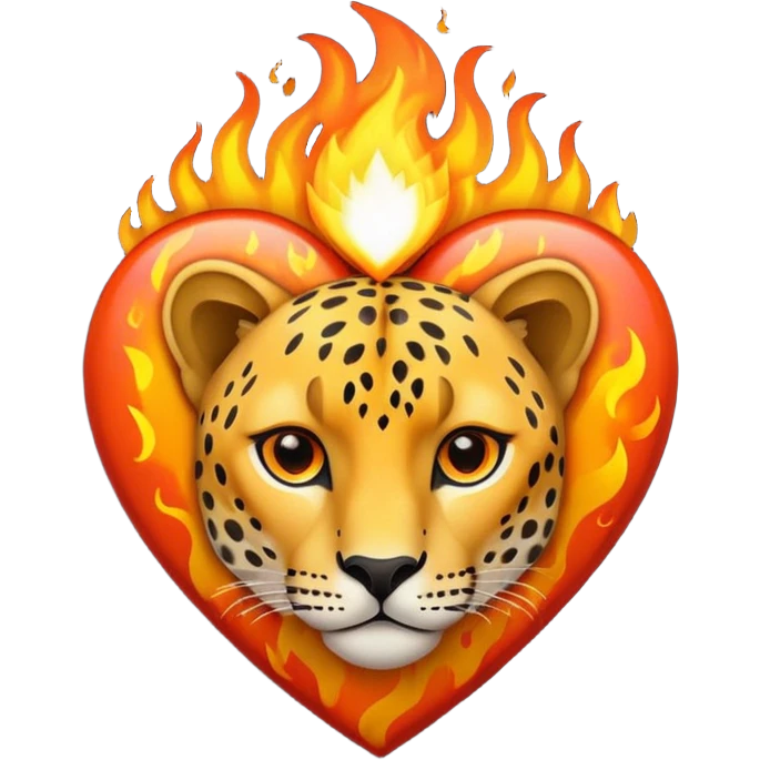 Heart with cheeta print and fire really graphic emoji