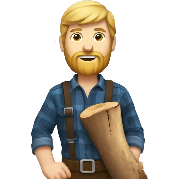white man lumberjack with beard blond hair chopping firewood emoji
