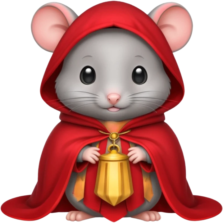 baby grey mouse, in magic red cloak emoji