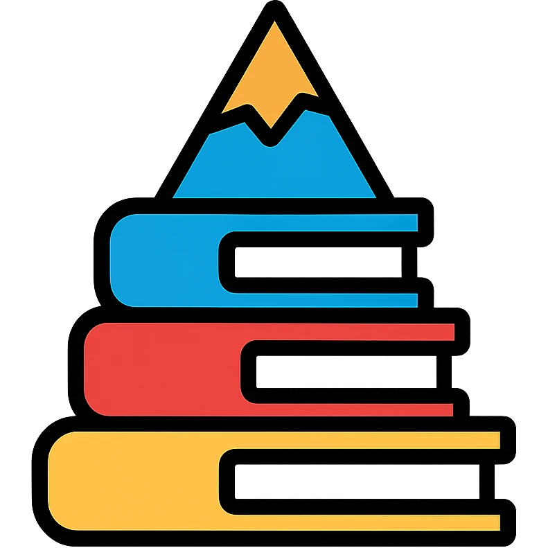 A mountain made of stacked books reaching upward emoji