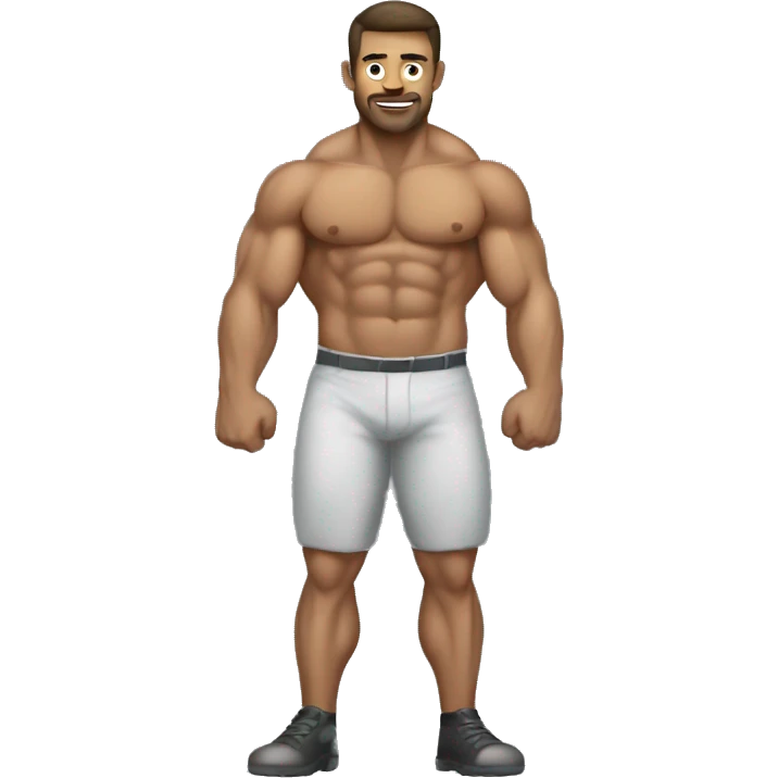 muscular man making mog emoji