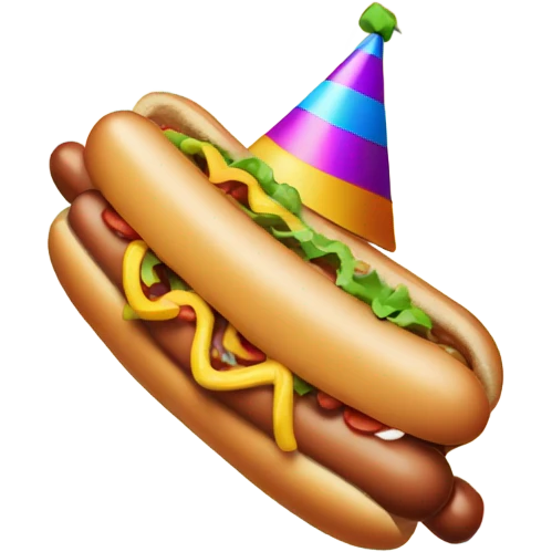 Hot dog with party hat emoji