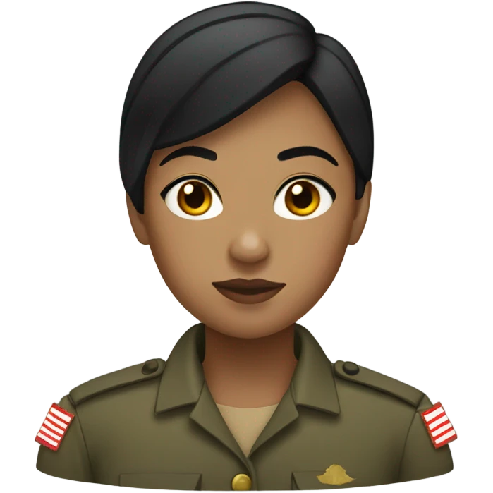 Female marine corps with short black hair light skin girl emoji
