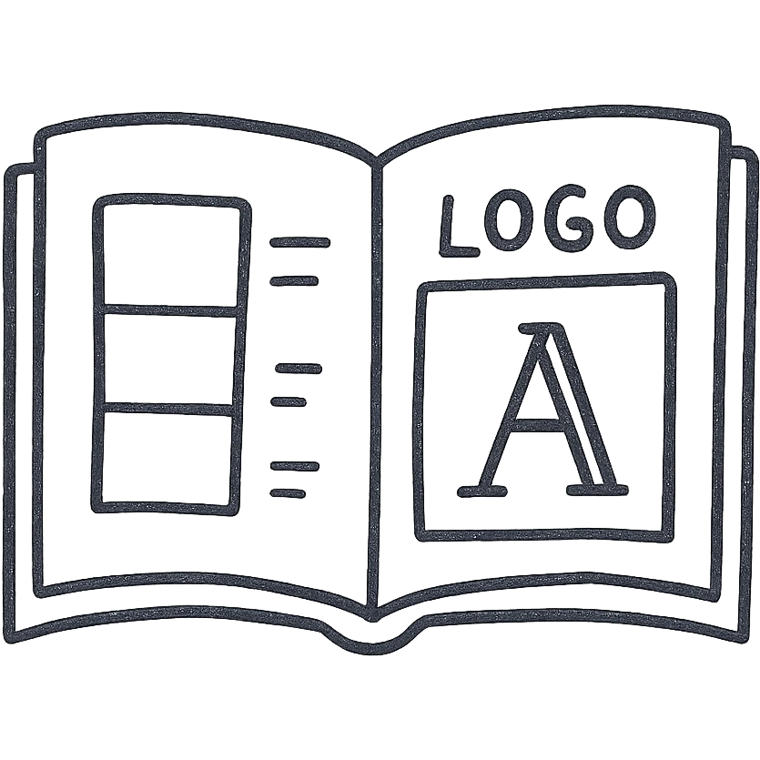 Brand Guidelines Book / Open Book with Swatches and Logo emoji