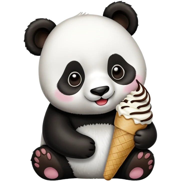 Panda eating ice cream chocolat  emoji
