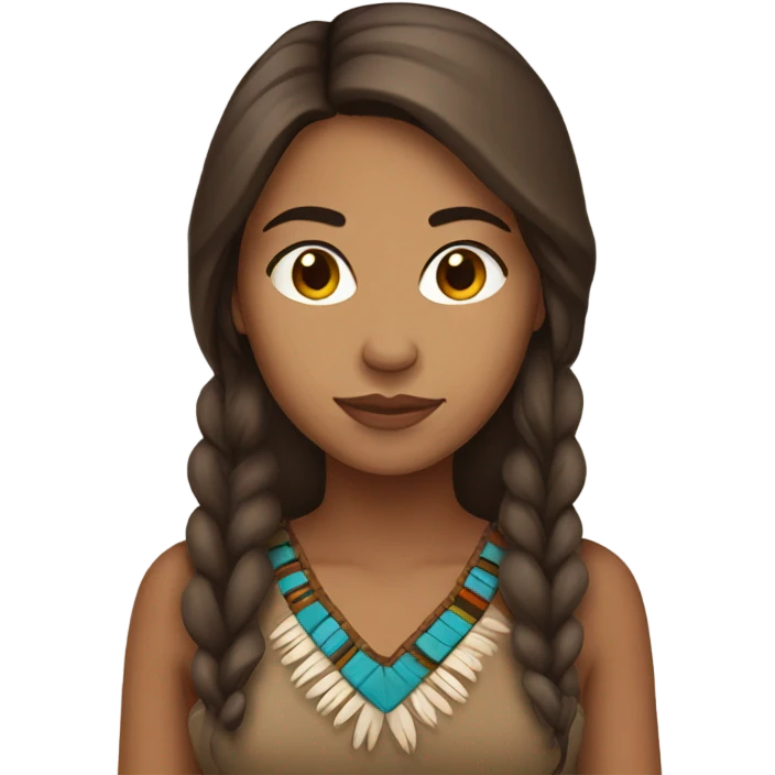 Indigenous woman long brown hair emoji
