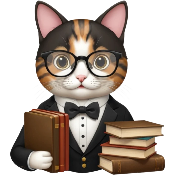 Travelling studious cat emoji
