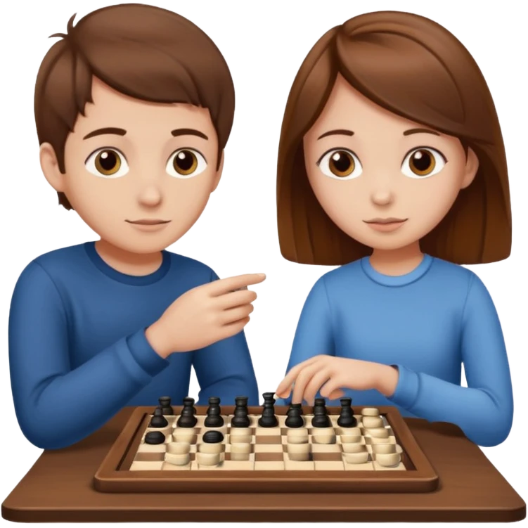 Boy and girl with brown hair playing checkers  emoji