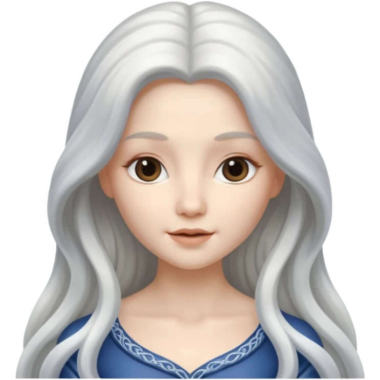 stunning female memoji, silver-white long flowing hair, porcelain skin, delicate features, ethereal and enchanting stunning female memoji, silver-white long flowing hair, porcelain skin, delicate features, ethereal and enchanting emoji