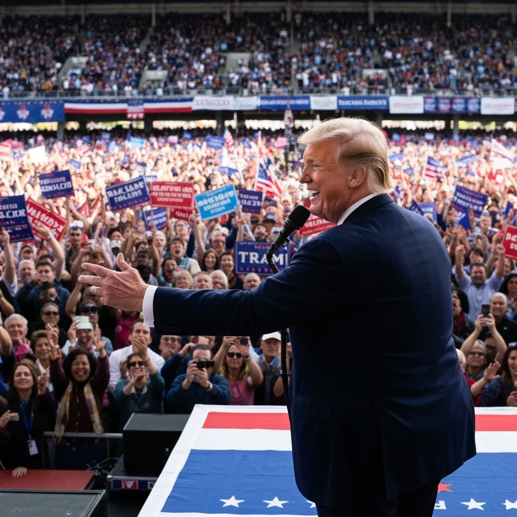 Donald Trump speaking at a rally emoji