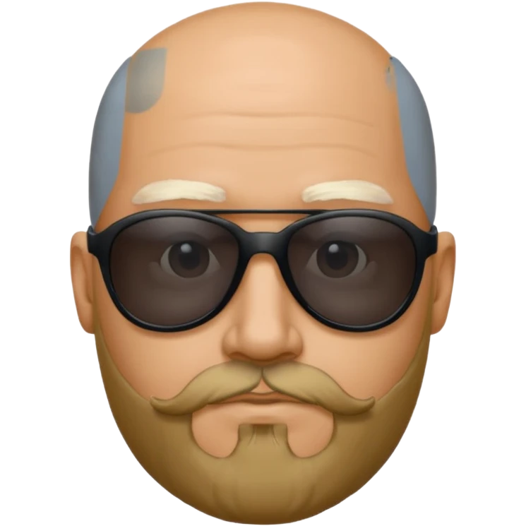 Bald male, wearing black sunglasses, gray goatee beard emoji