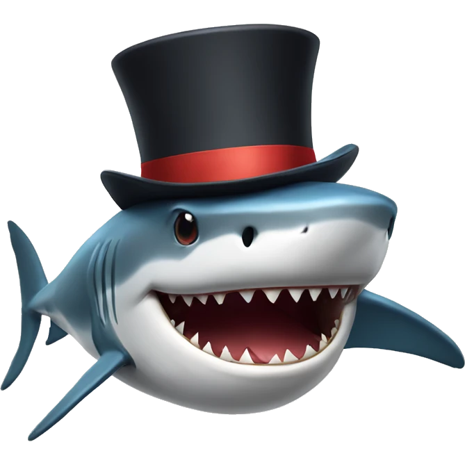 Shark with a top hat emoji