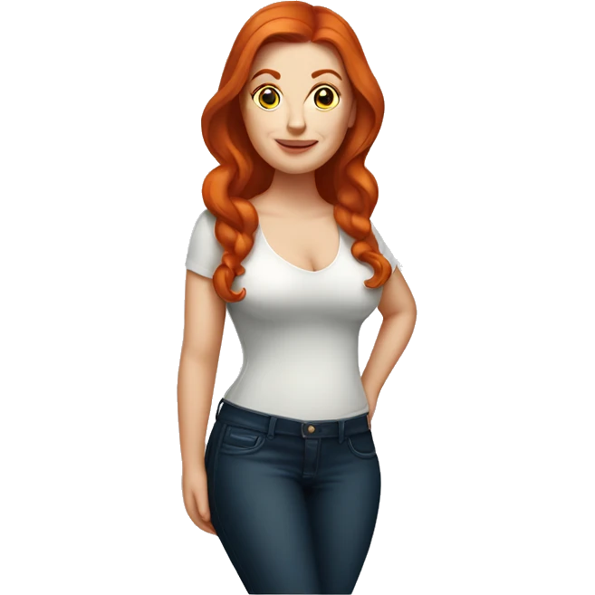 Curvy redhead white woman sfw pose emoji