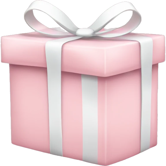 light pink christmas gift with white bow with snowflakes emoji