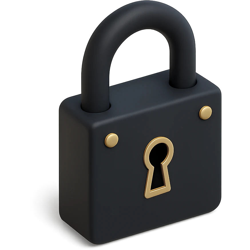 a padlock, closed, 3D black style emoji