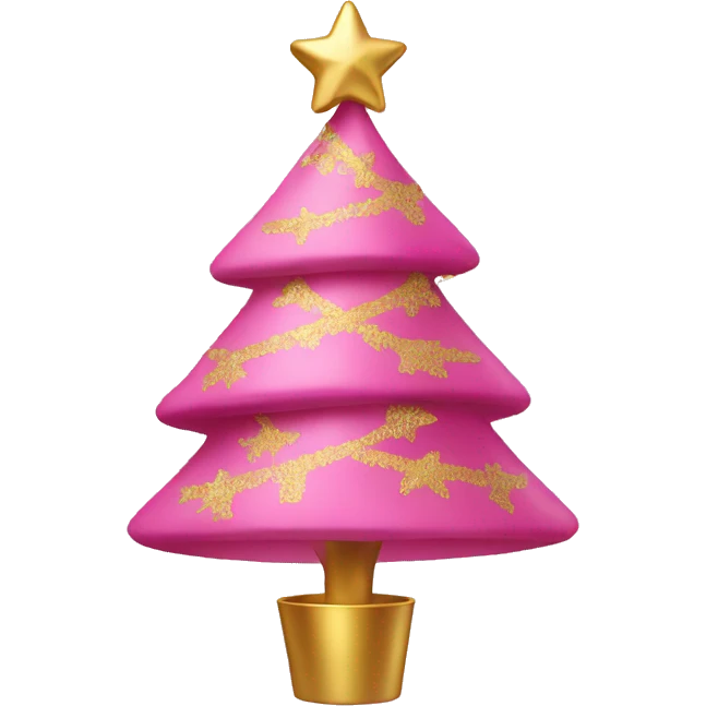 Pink Christmas tree with gold trum emoji