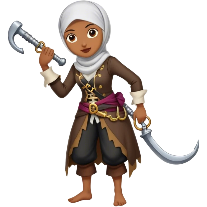 Hijabi woman with an amputated pirate hook leg emoji