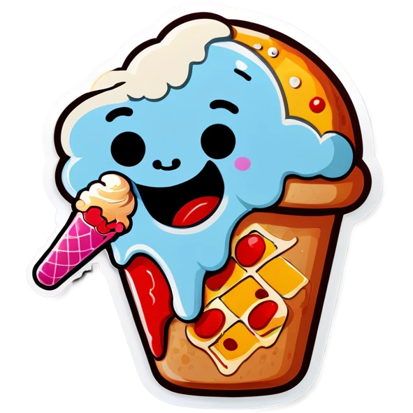 Pizza eating ice cream  emoji