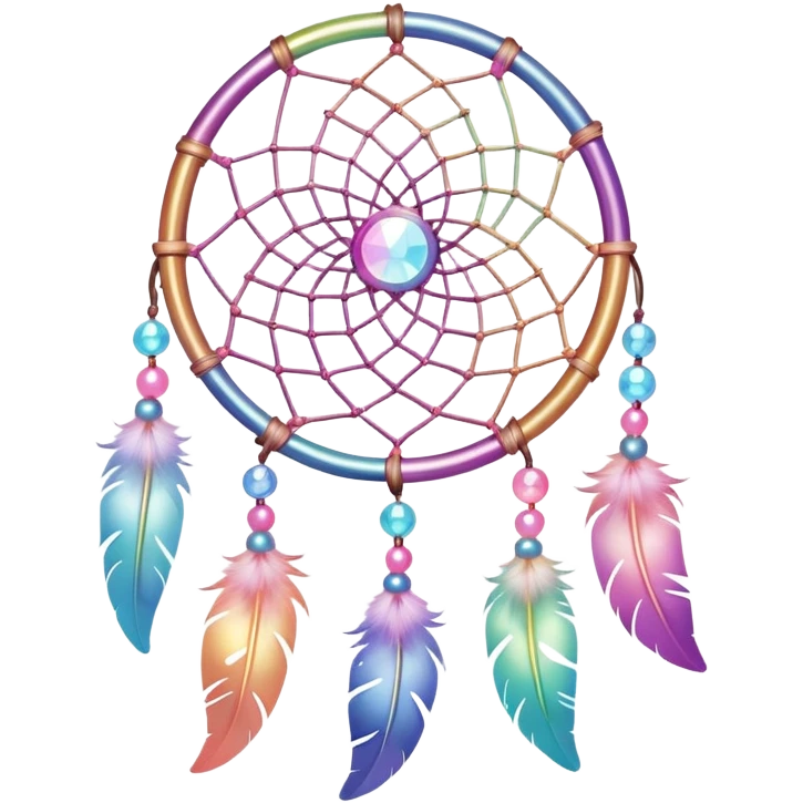 Iridescent pastel rainbow colorful transparent bright light luminescent dream-catcher  emoji