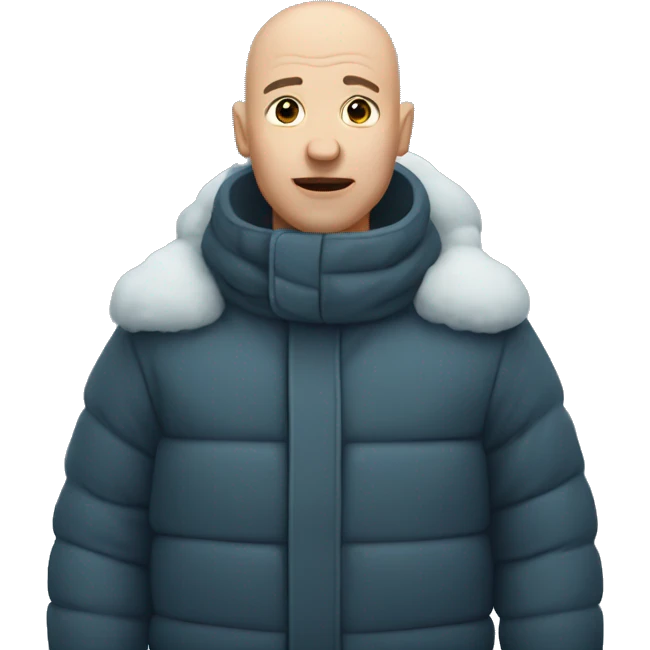 A bald man freezing in the snow emoji