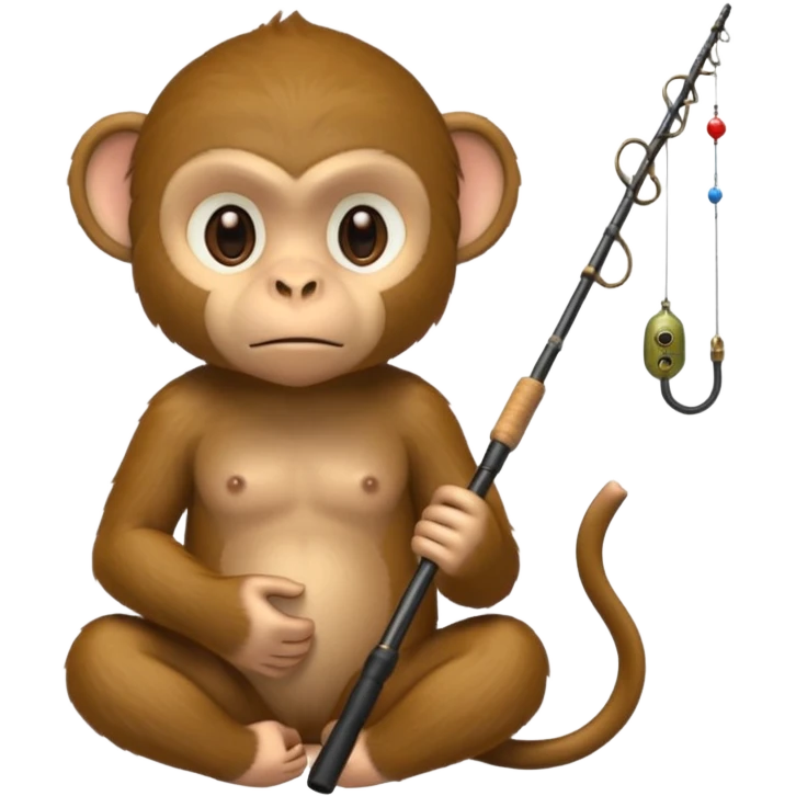 monkey holding fishing rod emoji