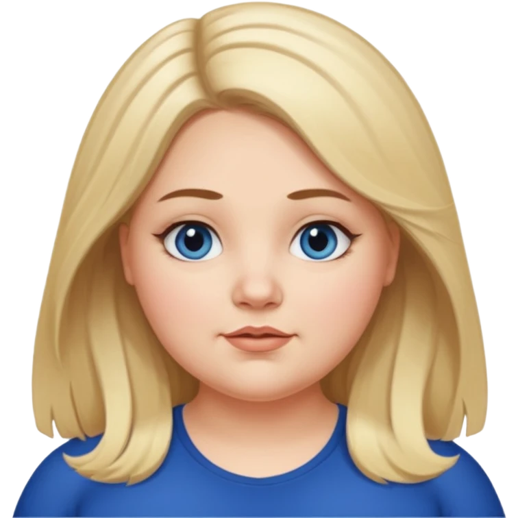 fat white girl long light brunette / blonder8 hair girl with darker roots in her hair middle part and dark blue eyes that's not really tan but not pale double chin emoji