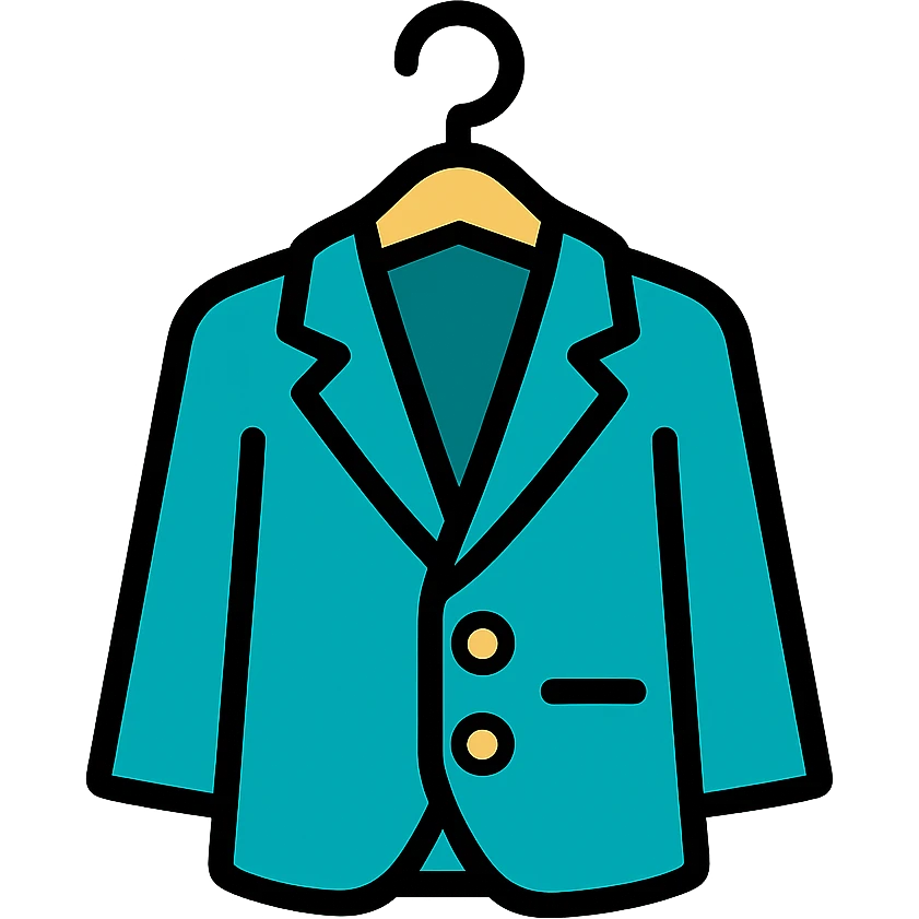 Minimalist clothes hanger with blazer, professional style icon emoji