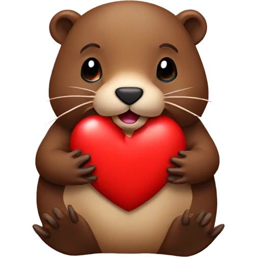 Beaver with red heart emoji emoji
