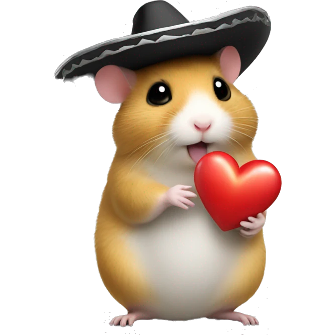 Hamster holding a little heart emoji whilst wearing a sombrero  emoji