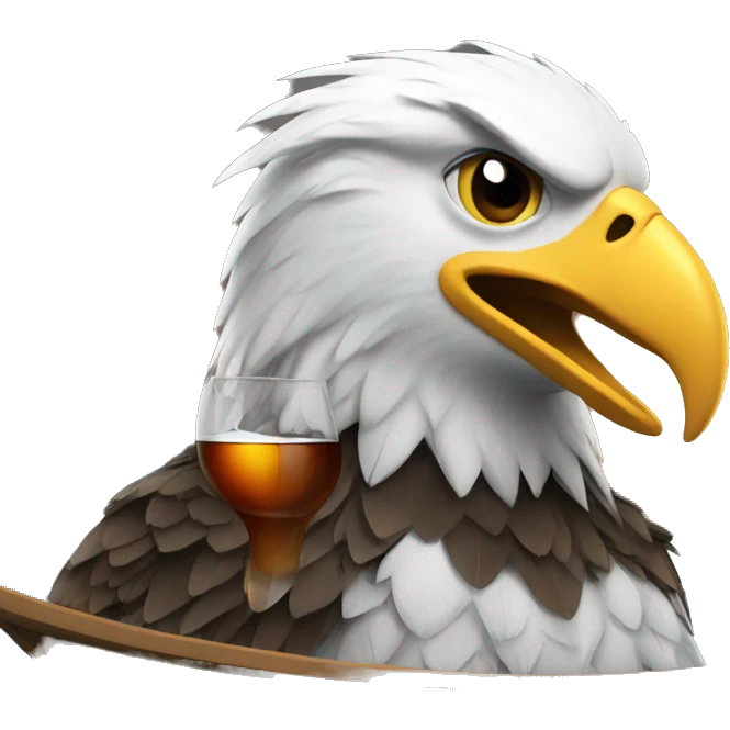 Eagle drinking alcohol on a boat emoji